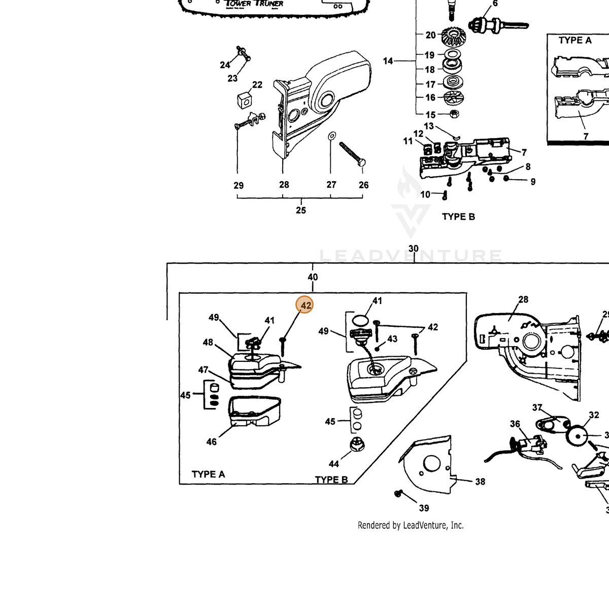 ECHO part 90005200300 — IPL diagram snippet (6x zoom, amber highlight)