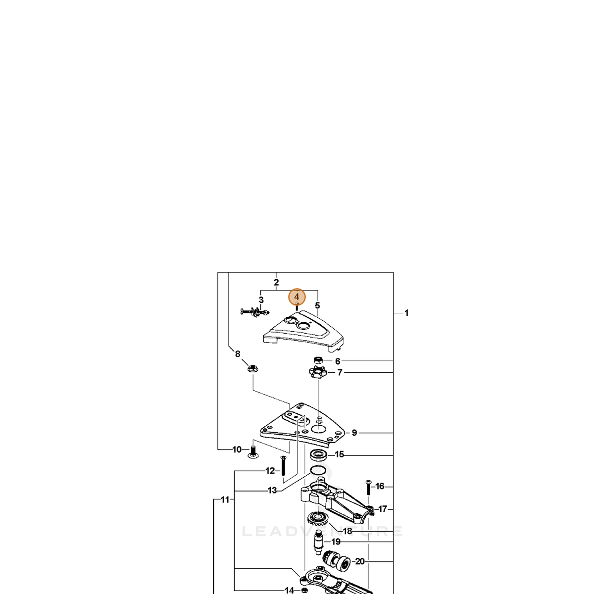 ECHO part 90005300100 — IPL diagram snippet (6x zoom, amber highlight)