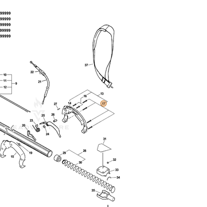 ECHO part 90005300500 — IPL diagram snippet (6x zoom, amber highlight)