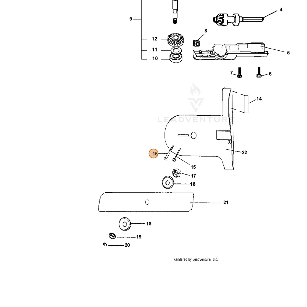 ECHO part 90005600100 — IPL diagram snippet (6x zoom, amber highlight)