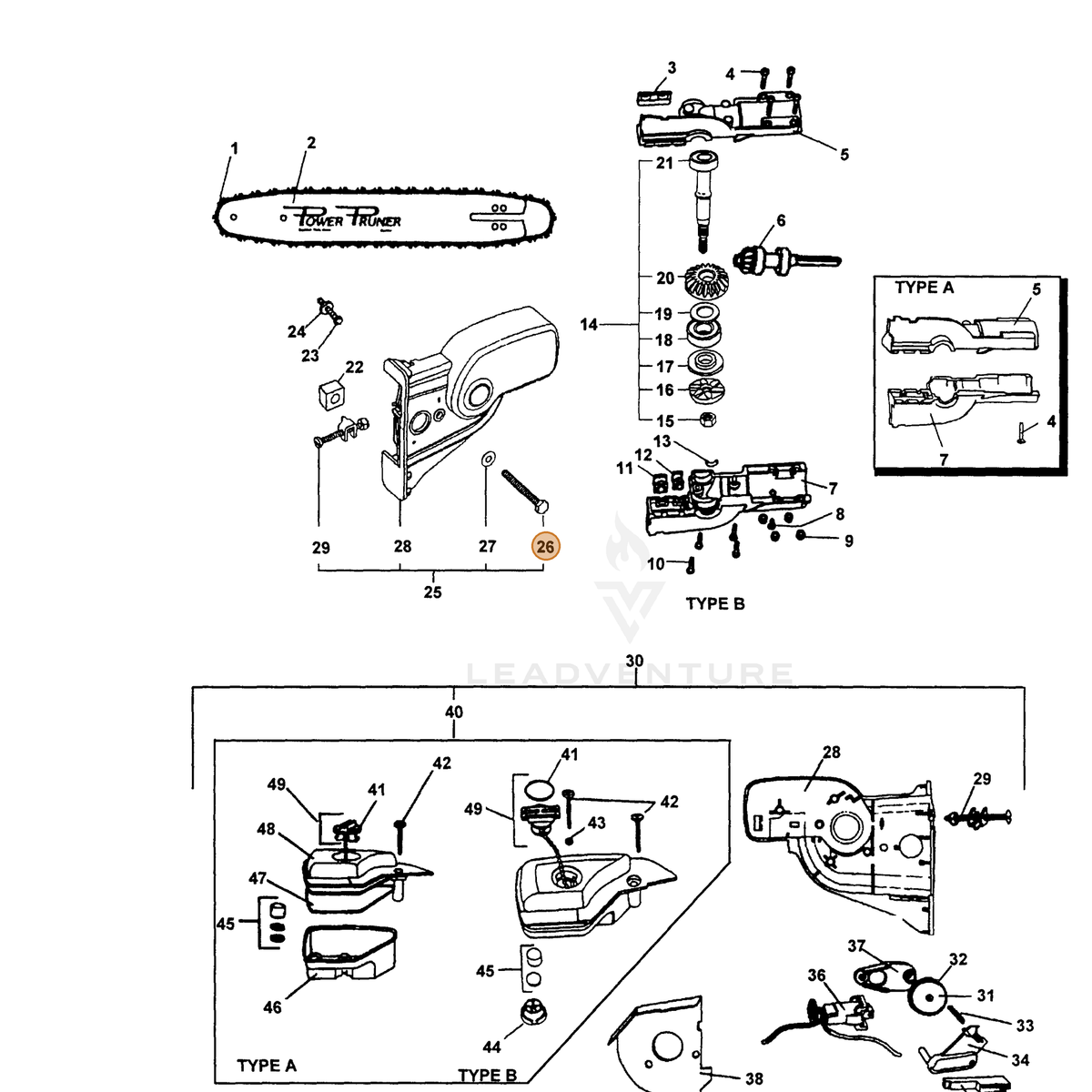 ECHO part 90005600200 — IPL diagram snippet (6x zoom, amber highlight)