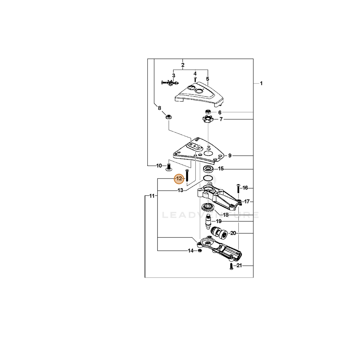 ECHO part 90005700100 — IPL diagram snippet (6x zoom, amber highlight)