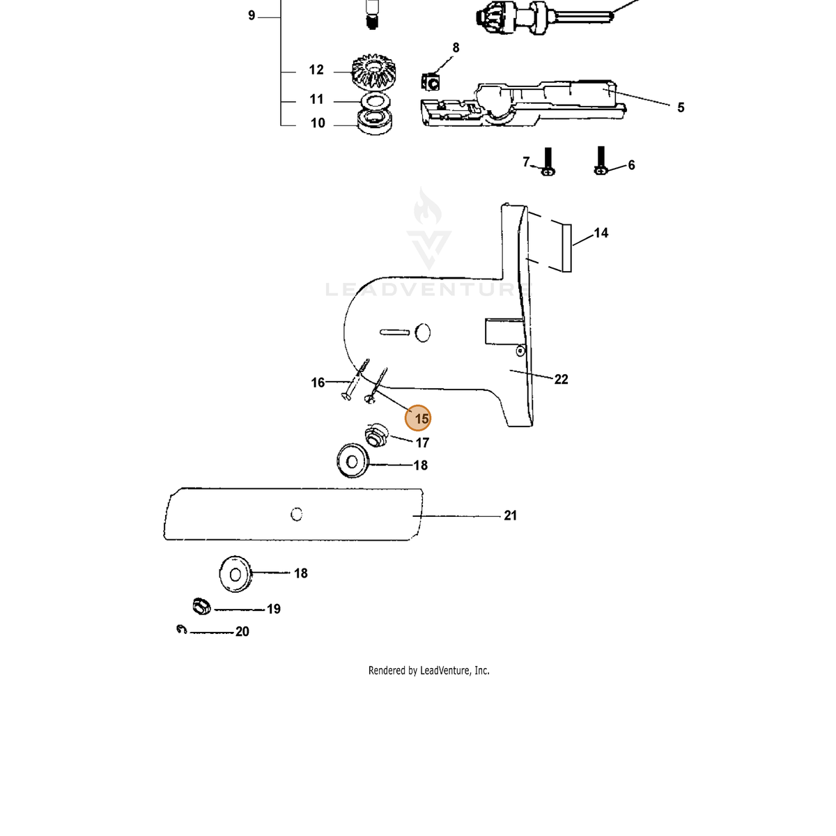 ECHO part 90006500100 — IPL diagram snippet (6x zoom, amber highlight)