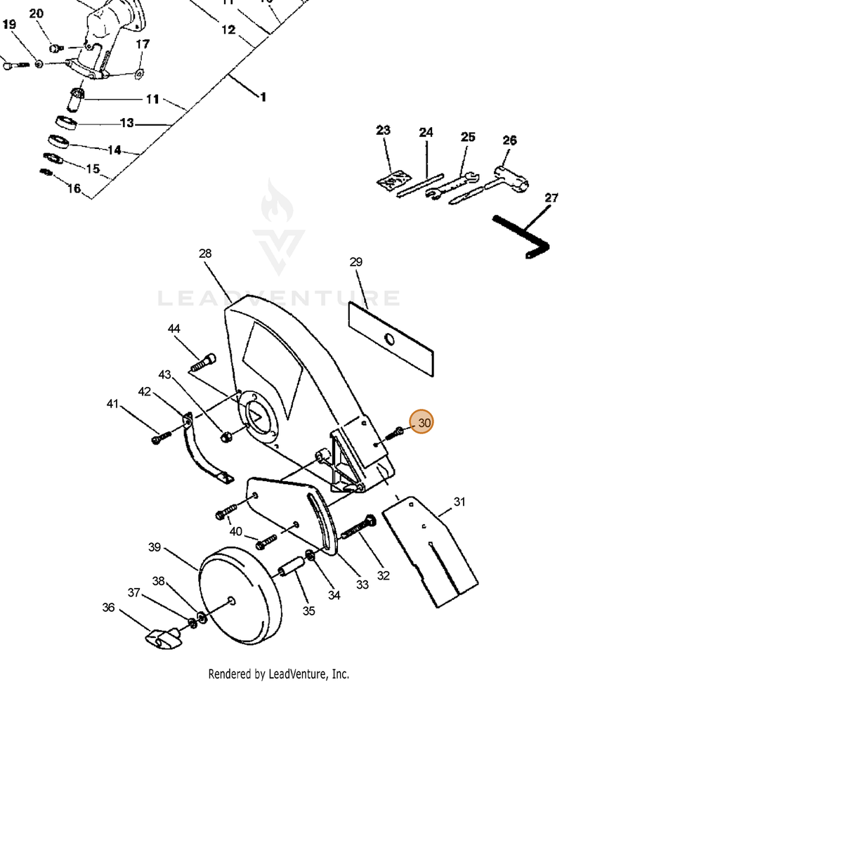 ECHO part 90008000200 — IPL diagram snippet (6x zoom, amber highlight)