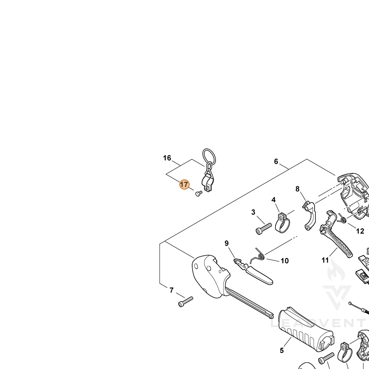 ECHO part 90010005012 — IPL diagram snippet (6x zoom, amber highlight)