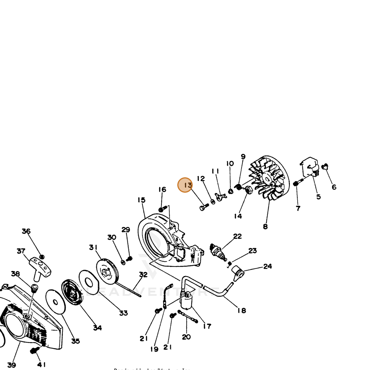 ECHO part 90010005020 — IPL diagram snippet (6x zoom, amber highlight)