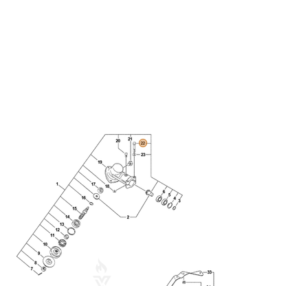 ECHO part 90010005040 — IPL diagram snippet (6x zoom, amber highlight)