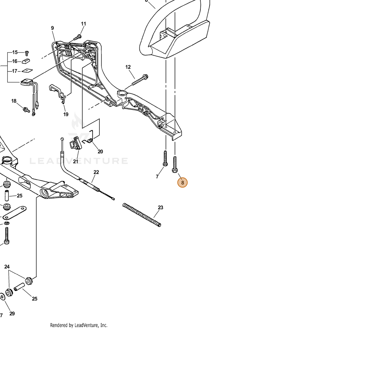 ECHO part 90010006035 — IPL diagram snippet (6x zoom, amber highlight)
