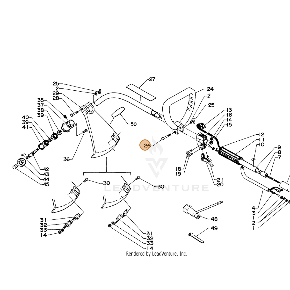 ECHO part 90010006040 — IPL diagram snippet (6x zoom, amber highlight)