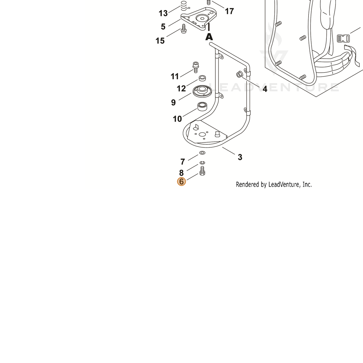 ECHO part 90010010025 — IPL diagram snippet (6x zoom, amber highlight)