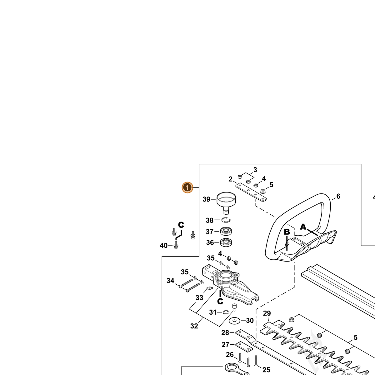 ECHO part 9001016 — IPL diagram snippet (6x zoom, amber highlight)