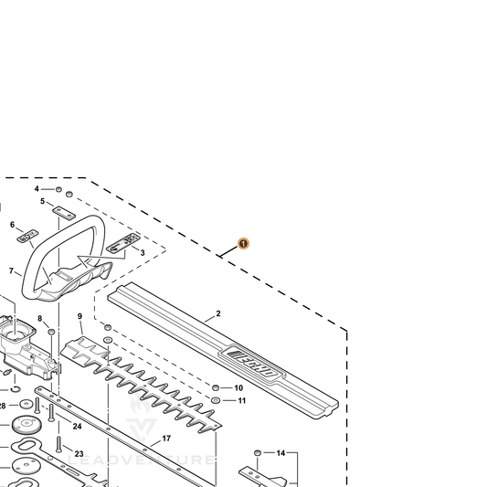 ECHO part 9001029 — IPL diagram snippet (6x zoom, amber highlight)