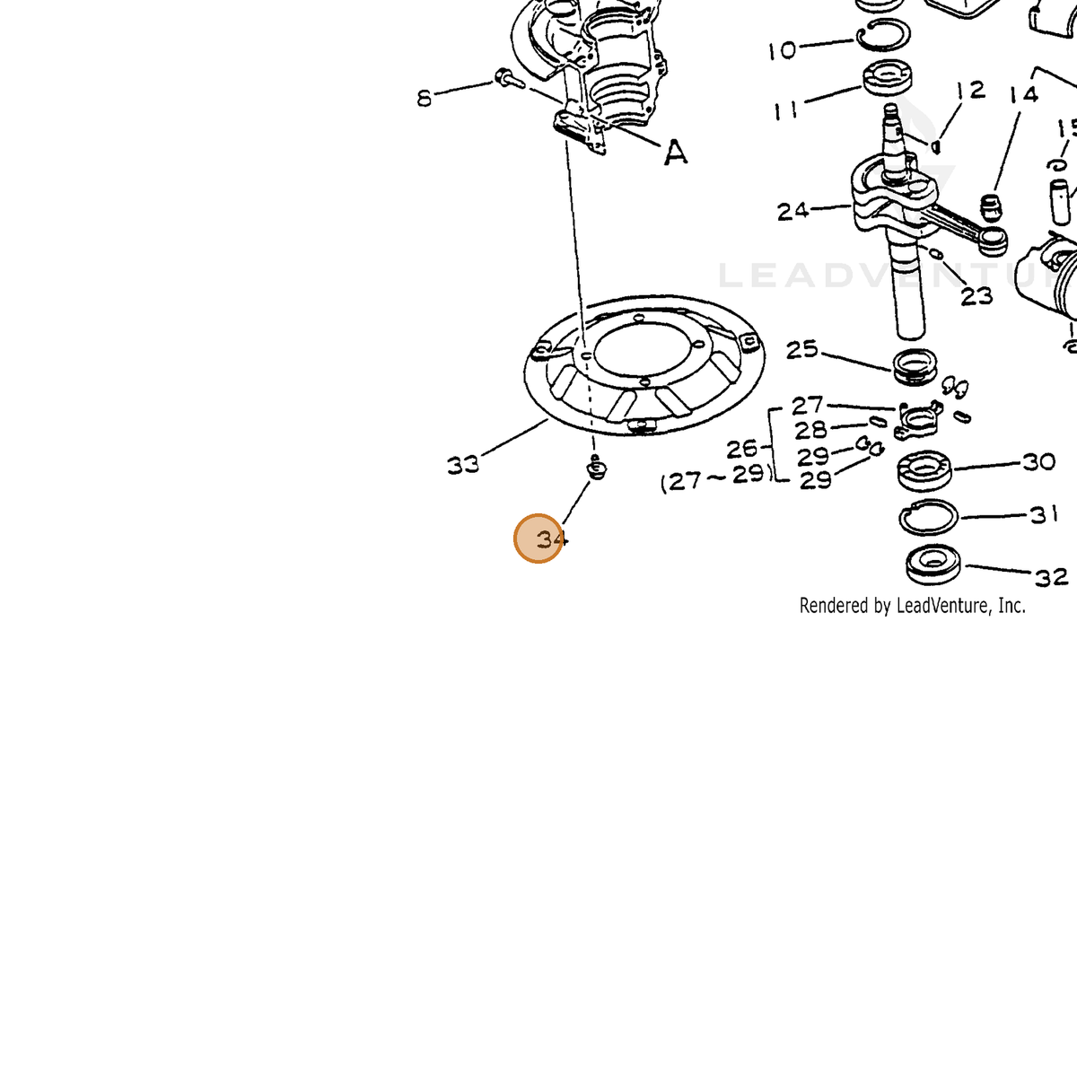 ECHO part 90010308016 — IPL diagram snippet (6x zoom, amber highlight)