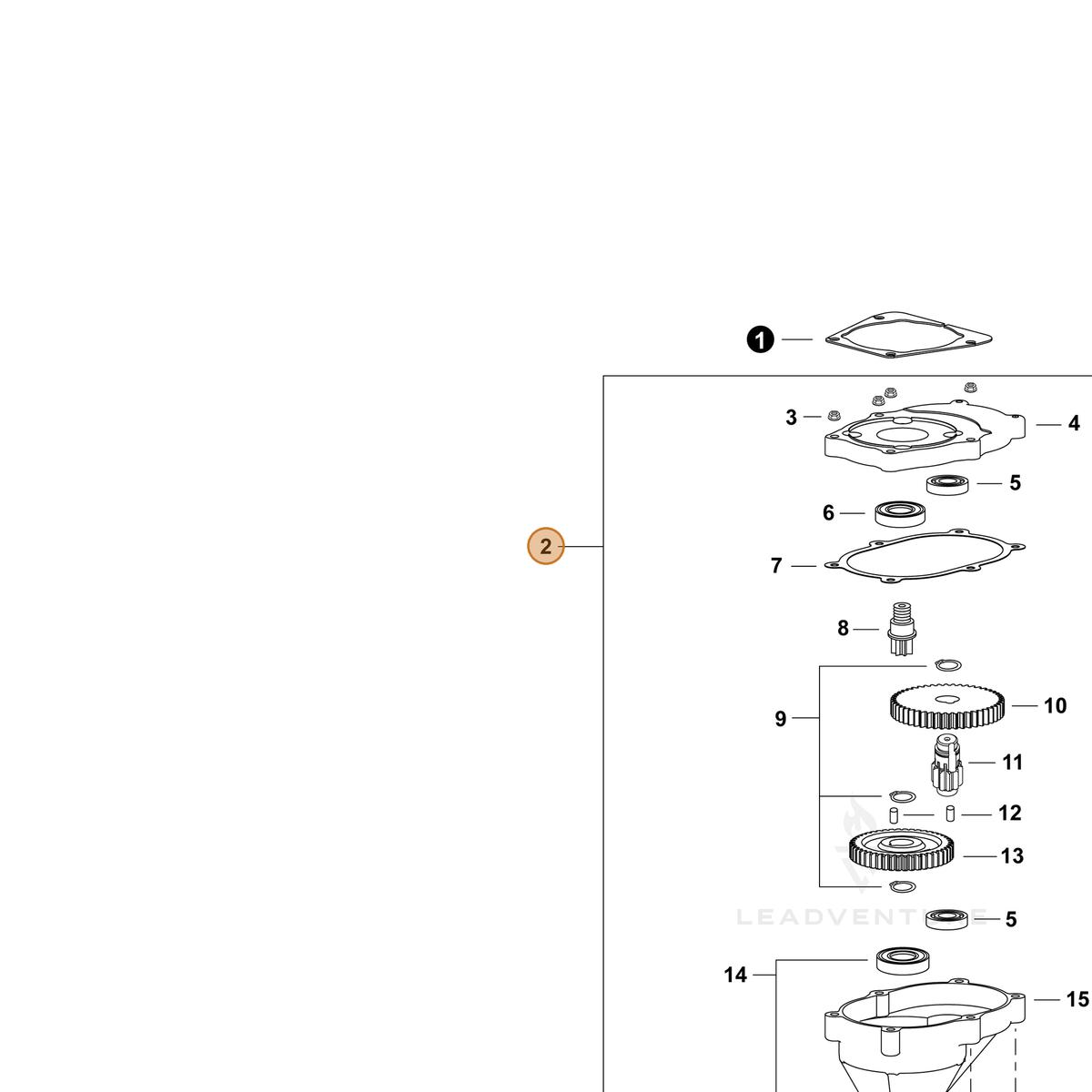 ECHO part 9001035 — IPL diagram snippet (6x zoom, amber highlight)