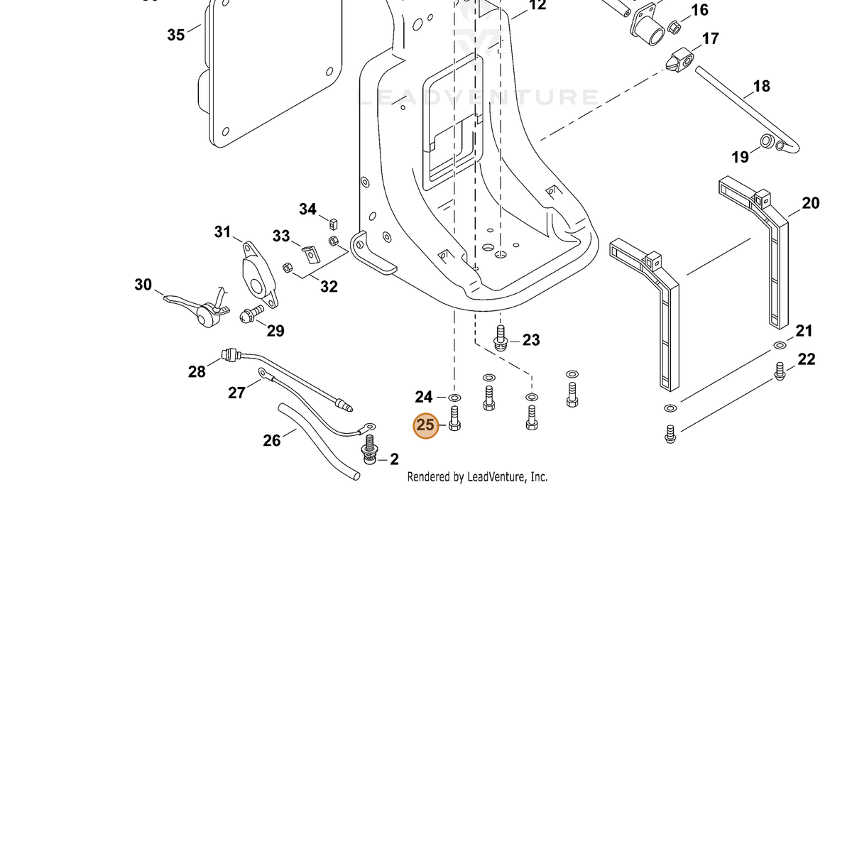 ECHO part 90010406016 — IPL diagram snippet (6x zoom, amber highlight)