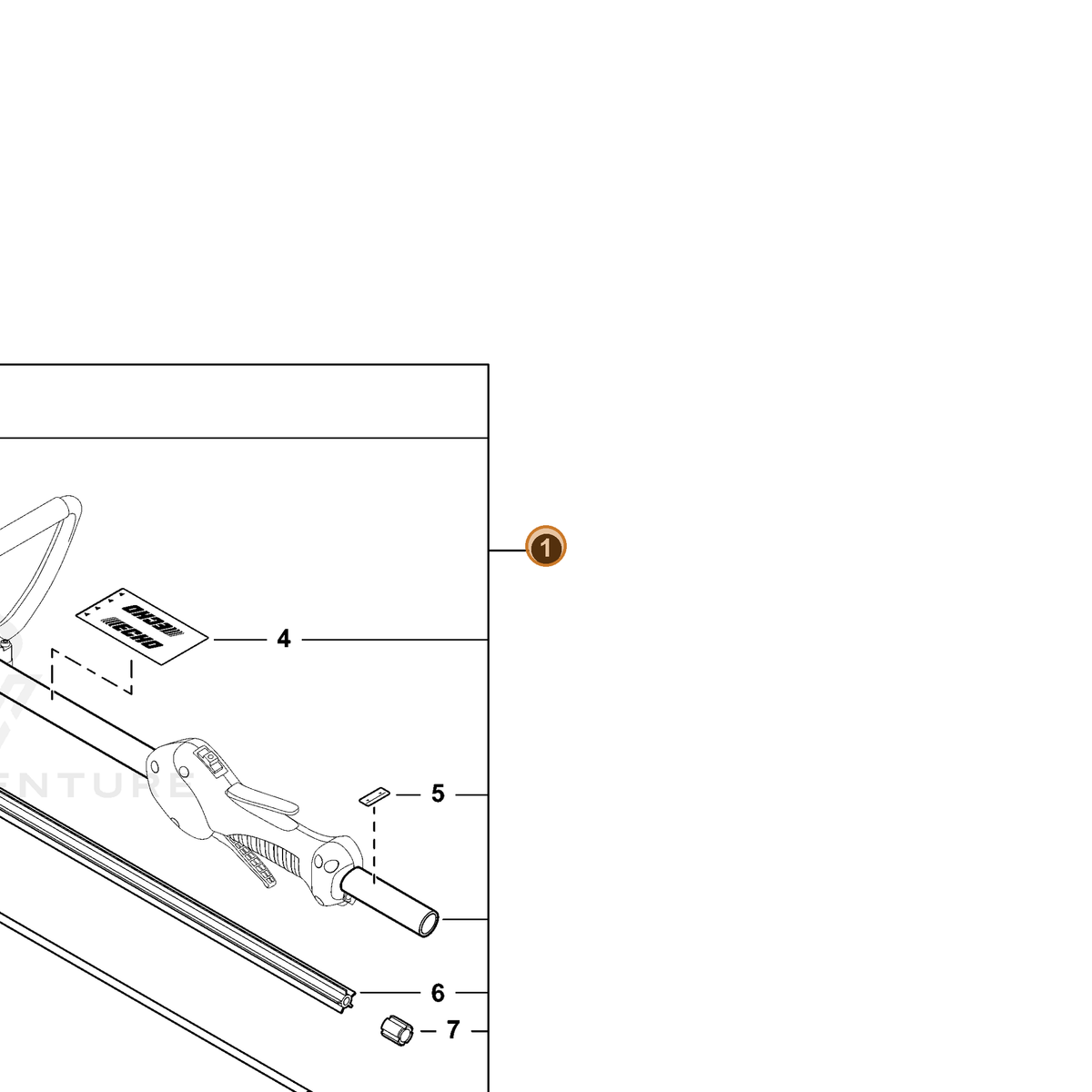 ECHO part 9001042 — IPL diagram snippet (6x zoom, amber highlight)