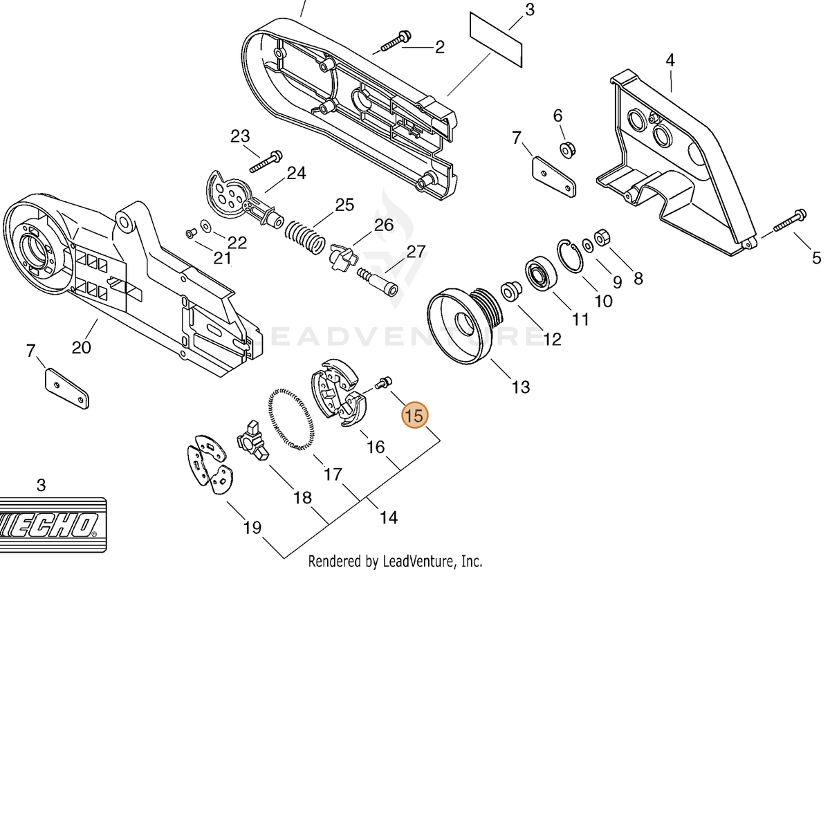 ECHO part 90010504006 — IPL diagram snippet (6x zoom, amber highlight)