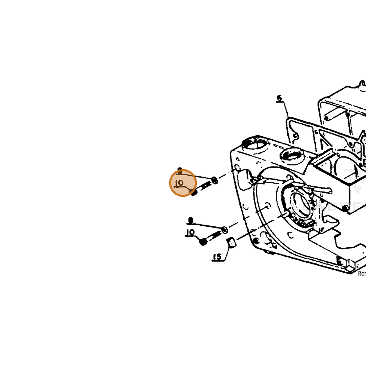 ECHO part 90010504025 — IPL diagram snippet (6x zoom, amber highlight)