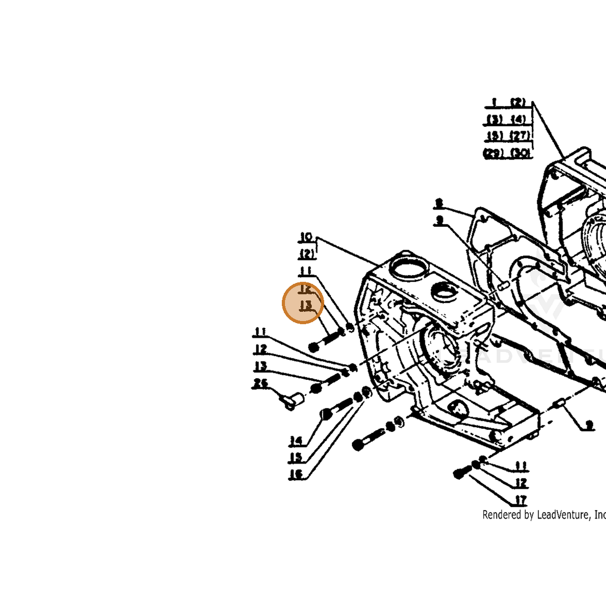 ECHO part 90010504033 — IPL diagram snippet (6x zoom, amber highlight)