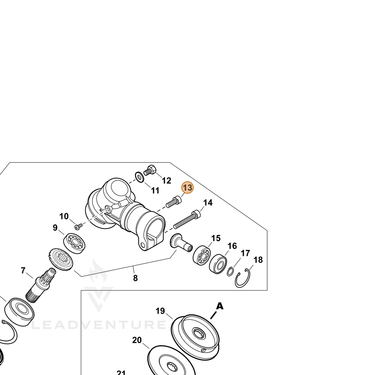 ECHO part 90010505010 — IPL diagram snippet (6x zoom, amber highlight)