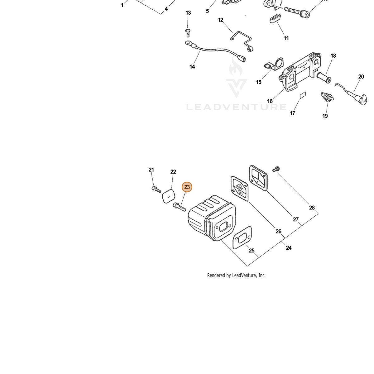 ECHO part 90010505014 — IPL diagram snippet (6x zoom, amber highlight)