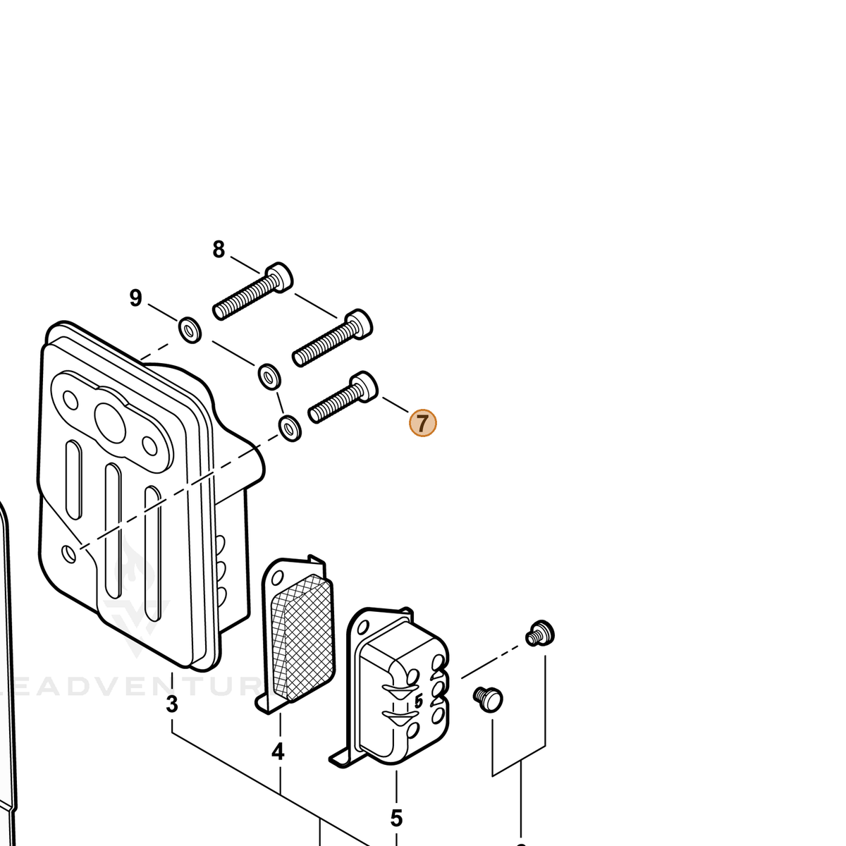 ECHO part 90010505016 — IPL diagram snippet (6x zoom, amber highlight)