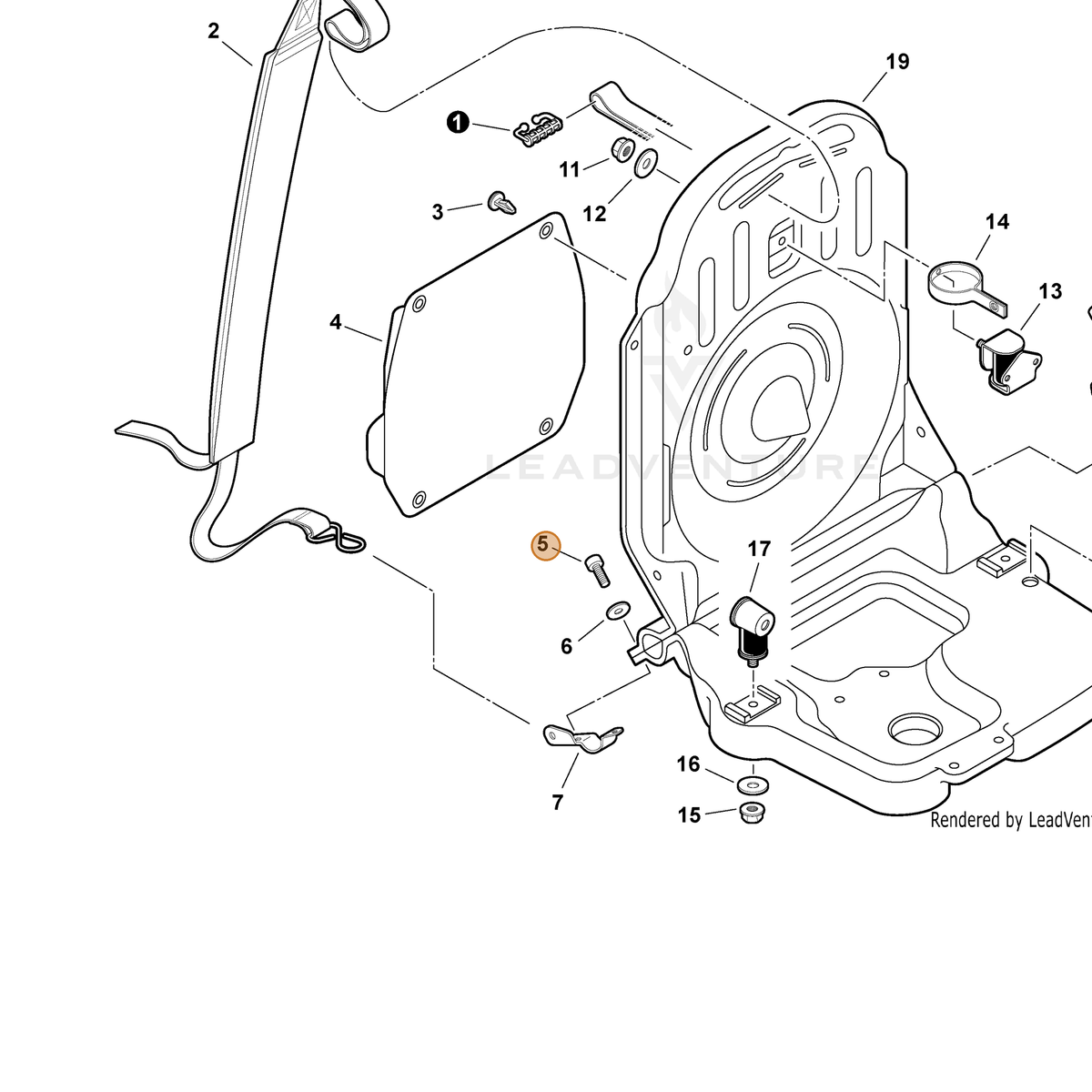 ECHO part 90010505020 — IPL diagram snippet (6x zoom, amber highlight)