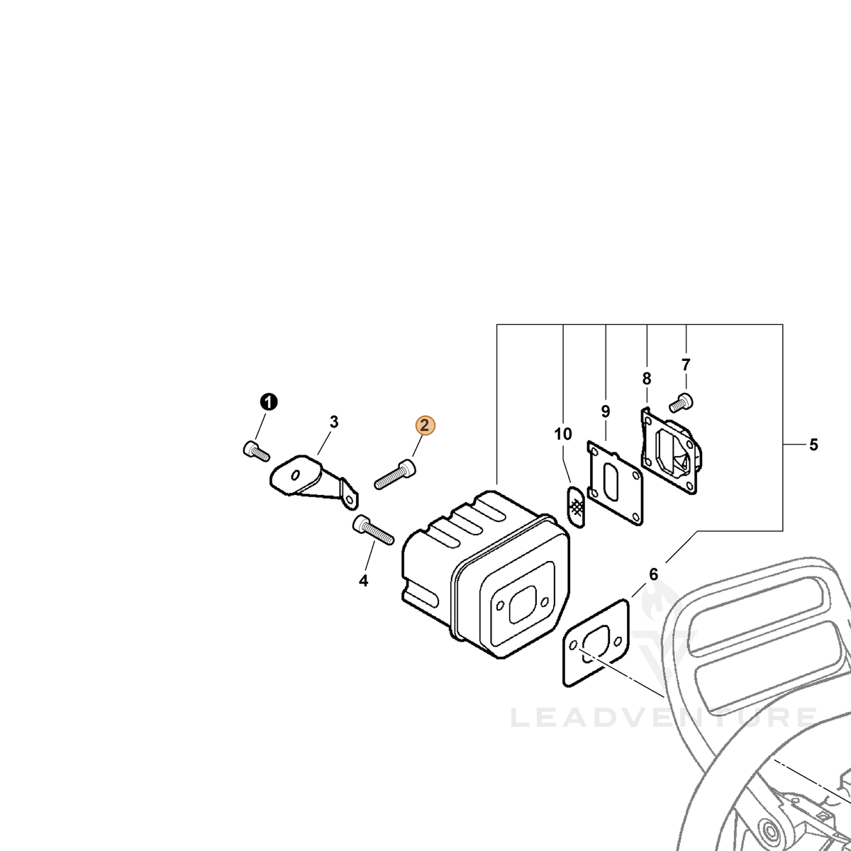 ECHO part 90010506014 — IPL diagram snippet (6x zoom, amber highlight)