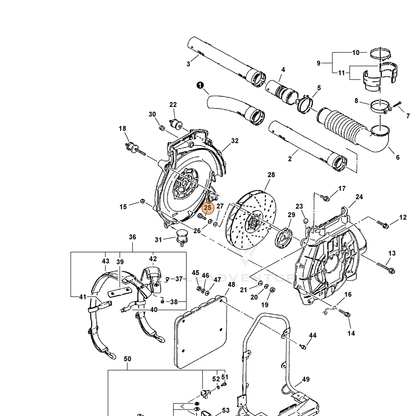 ECHO part 90010506025 — IPL diagram snippet (6x zoom, amber highlight)