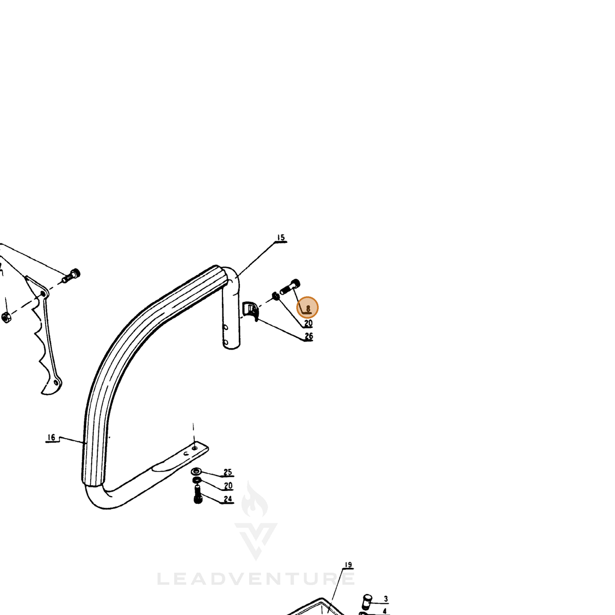 ECHO part 90010506032 — IPL diagram snippet (6x zoom, amber highlight)