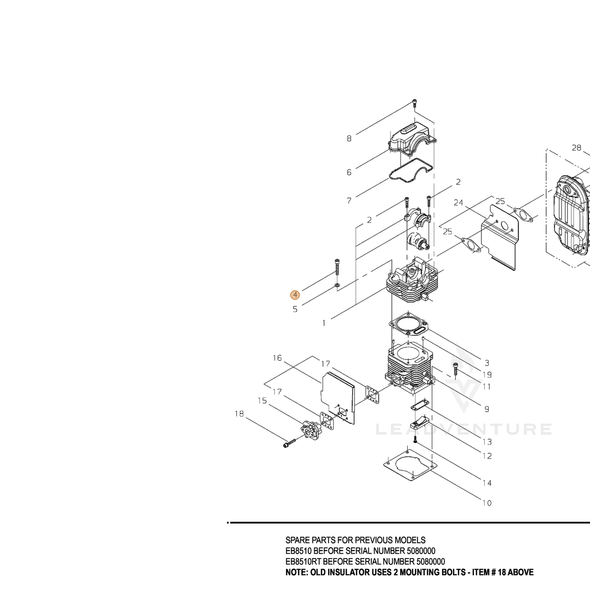 ECHO part 90010506035 — IPL diagram snippet (6x zoom, amber highlight)