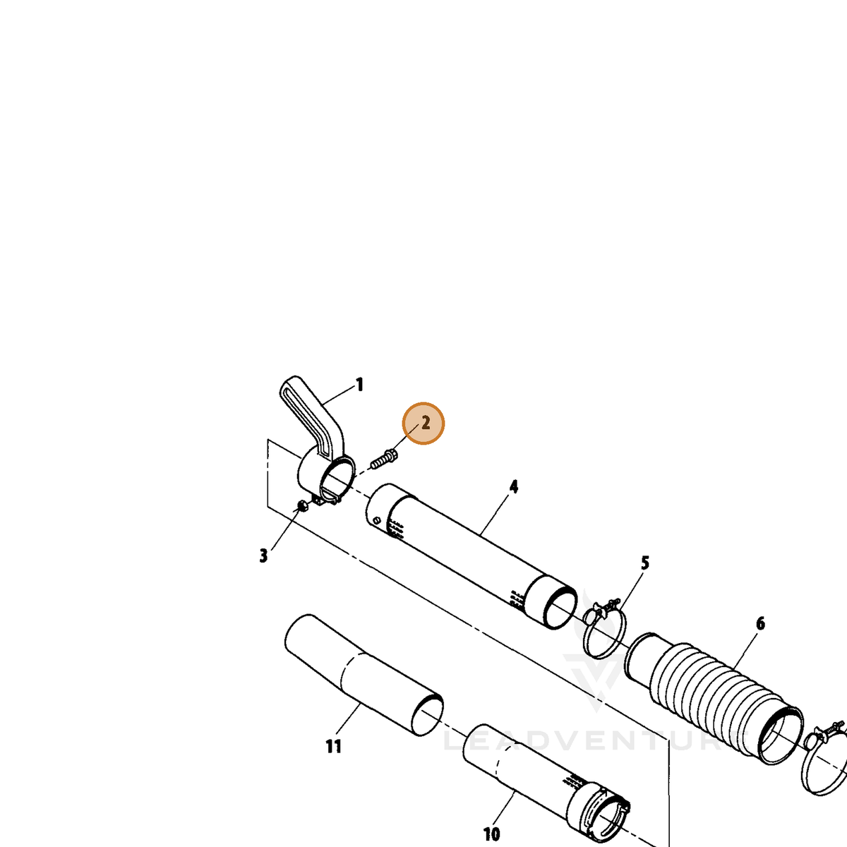 ECHO part 90010506040 — IPL diagram snippet (6x zoom, amber highlight)