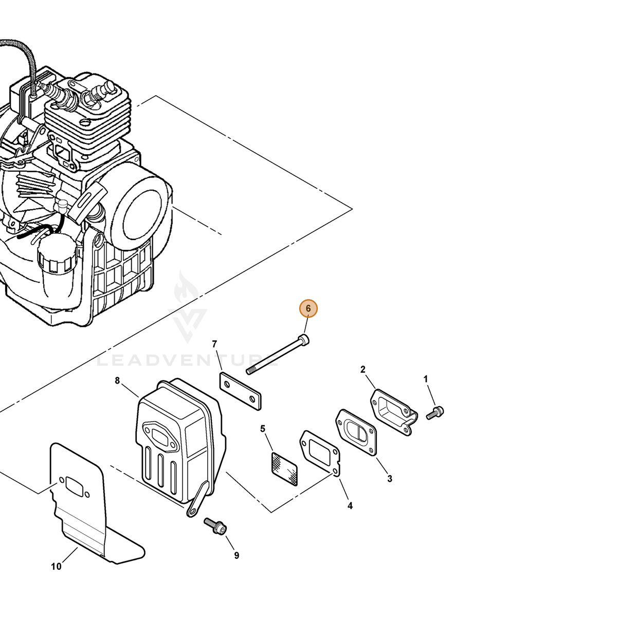 ECHO part 90010506060 — IPL diagram snippet (6x zoom, amber highlight)