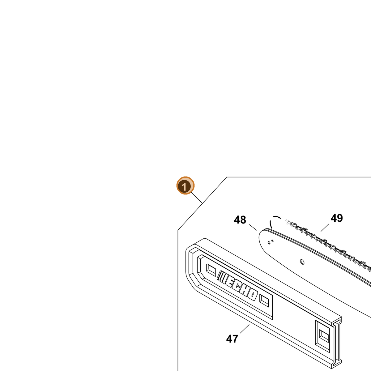 ECHO part 9001057 — IPL diagram snippet (6x zoom, amber highlight)
