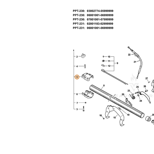 Echo part 9001058 — IPL diagram snippet (6x zoom, amber highlight)