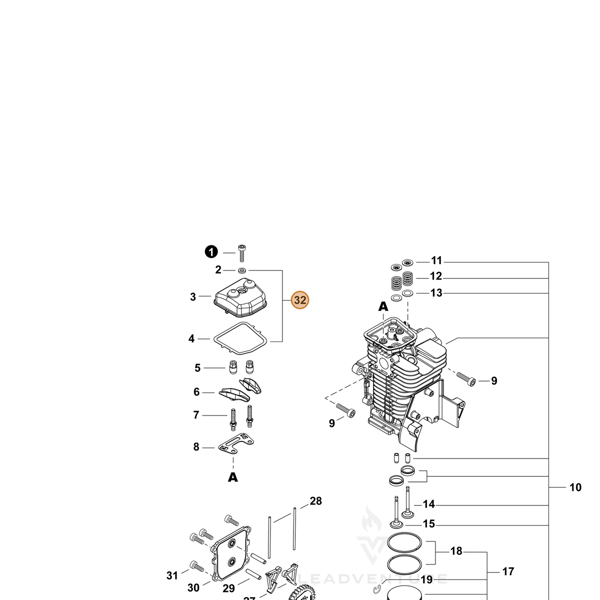 ECHO part 9001059 — IPL diagram snippet (6x zoom, amber highlight)