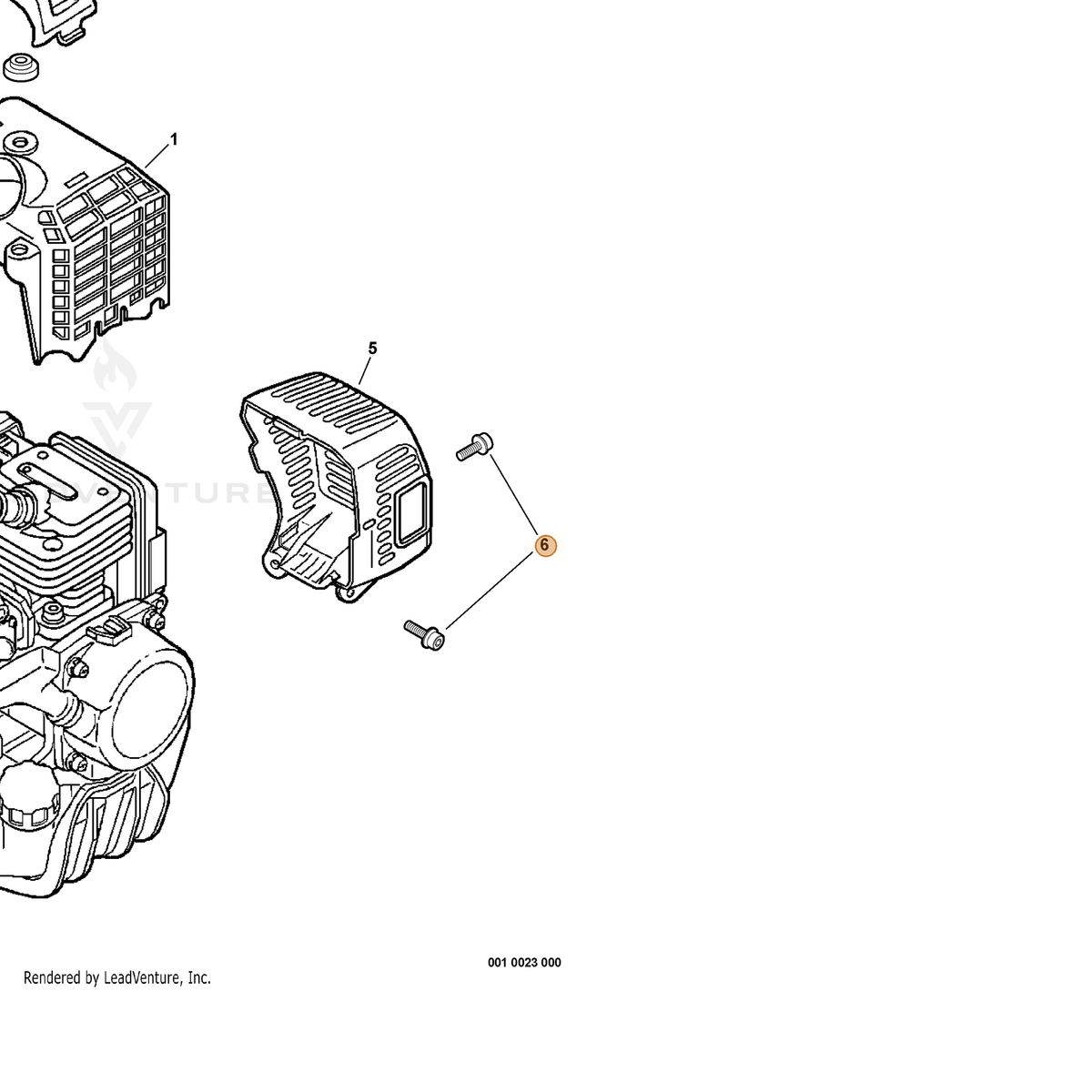 ECHO part 90010605012 — IPL diagram snippet (6x zoom, amber highlight)