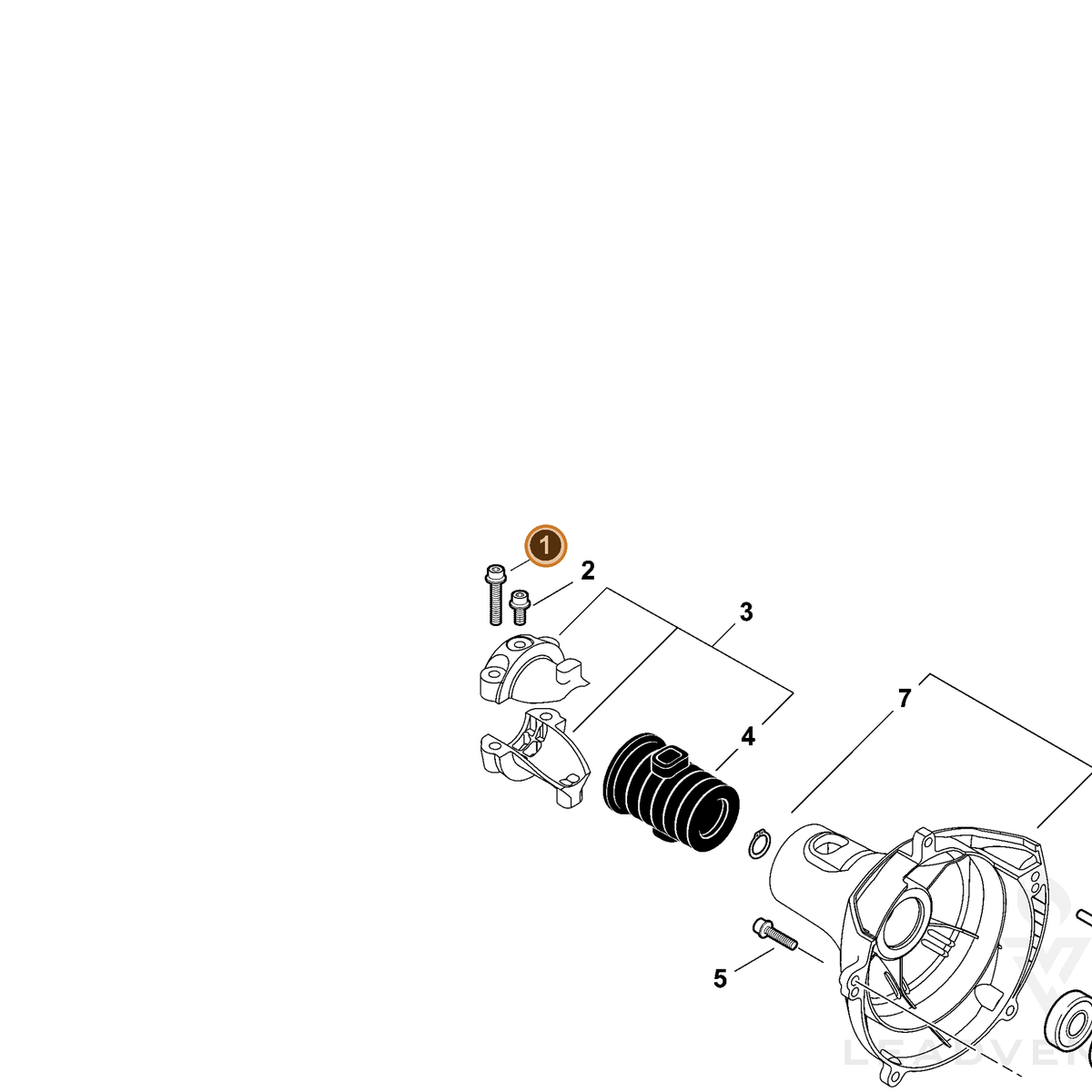 ECHO part 90010605025 — IPL diagram snippet (6x zoom, amber highlight)