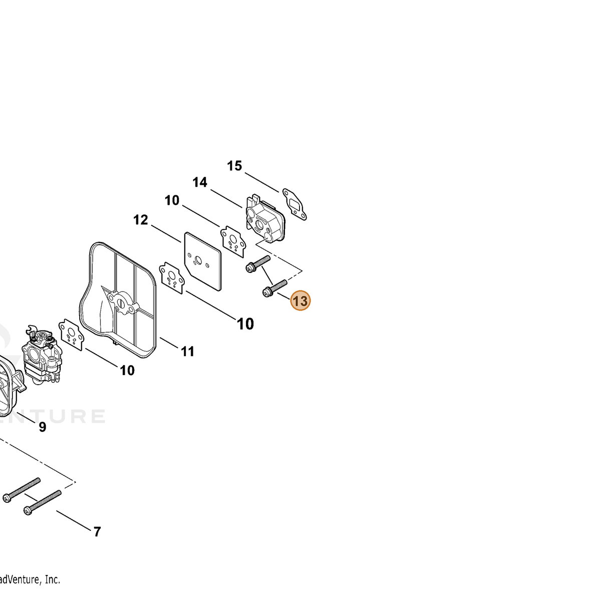 ECHO part 90010605030 — IPL diagram snippet (6x zoom, amber highlight)