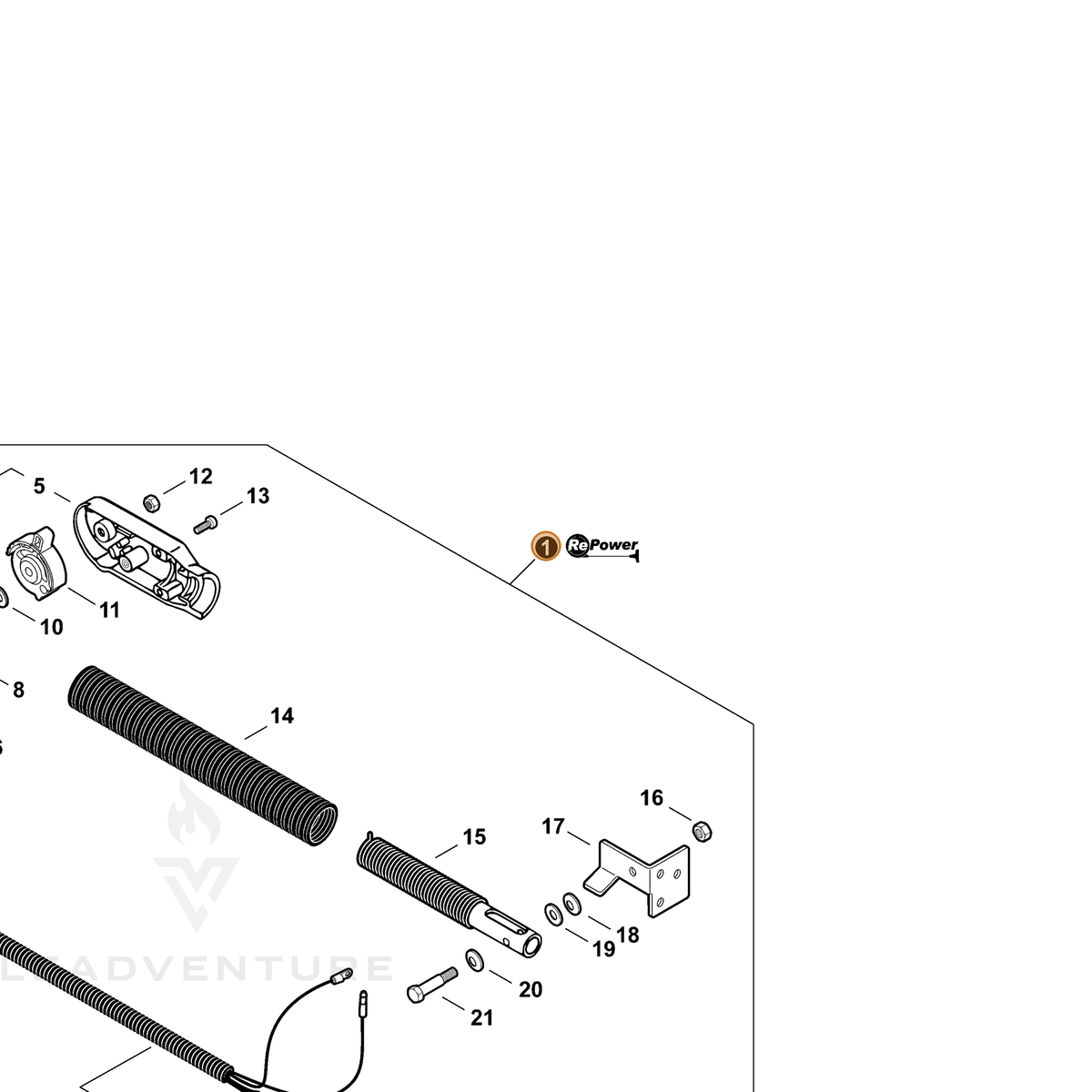 ECHO part 900113 — IPL diagram snippet (6x zoom, amber highlight)