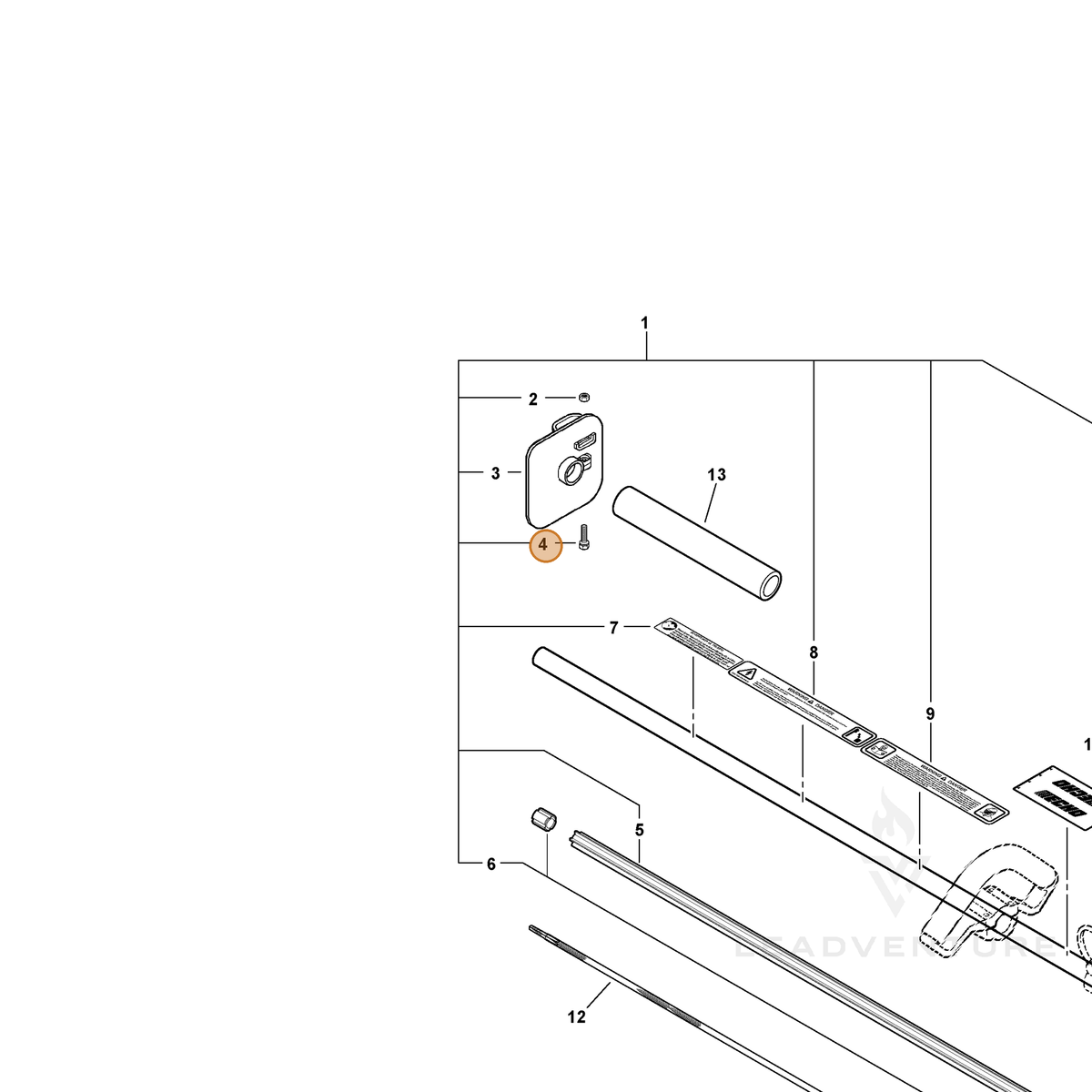 ECHO part 90014205020 — IPL diagram snippet (6x zoom, amber highlight)