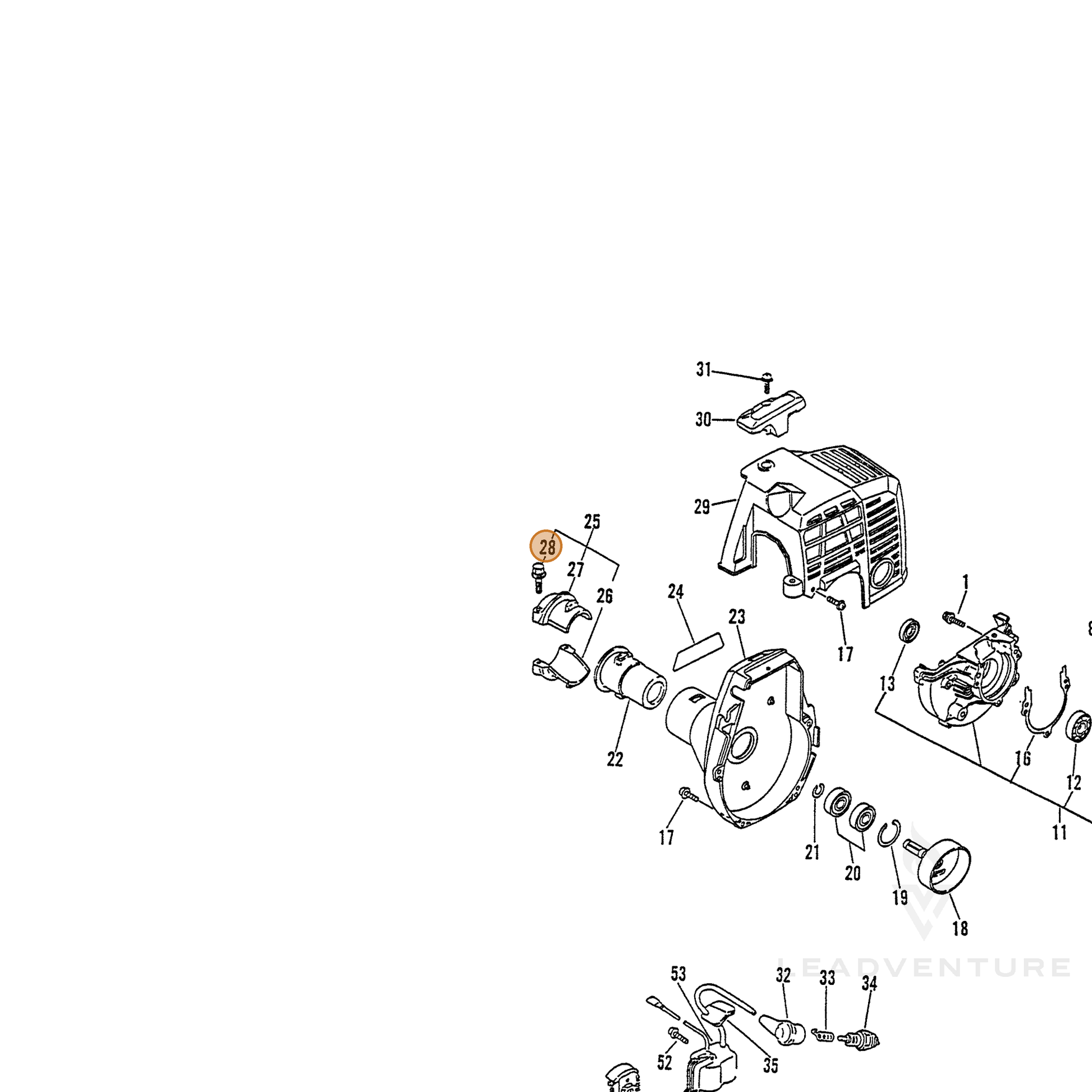 ECHO part 90014205025 — IPL diagram snippet (6x zoom, amber highlight)