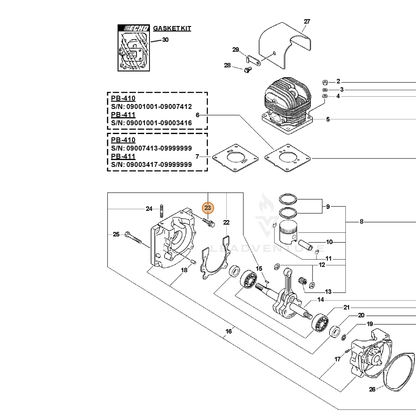 ECHO part 90014206025 — IPL diagram snippet (6x zoom, amber highlight)
