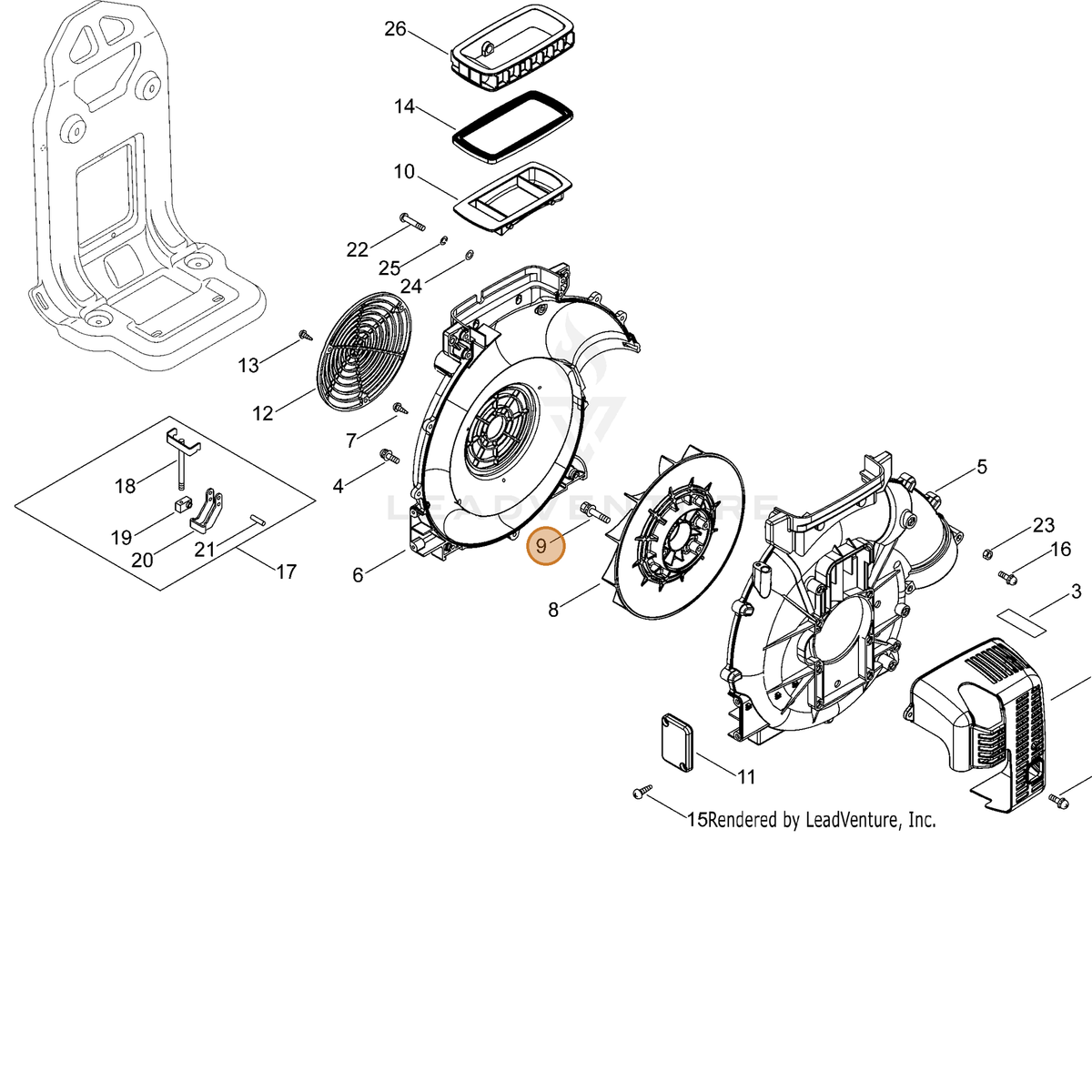 ECHO part 90014805035 — IPL diagram snippet (6x zoom, amber highlight)
