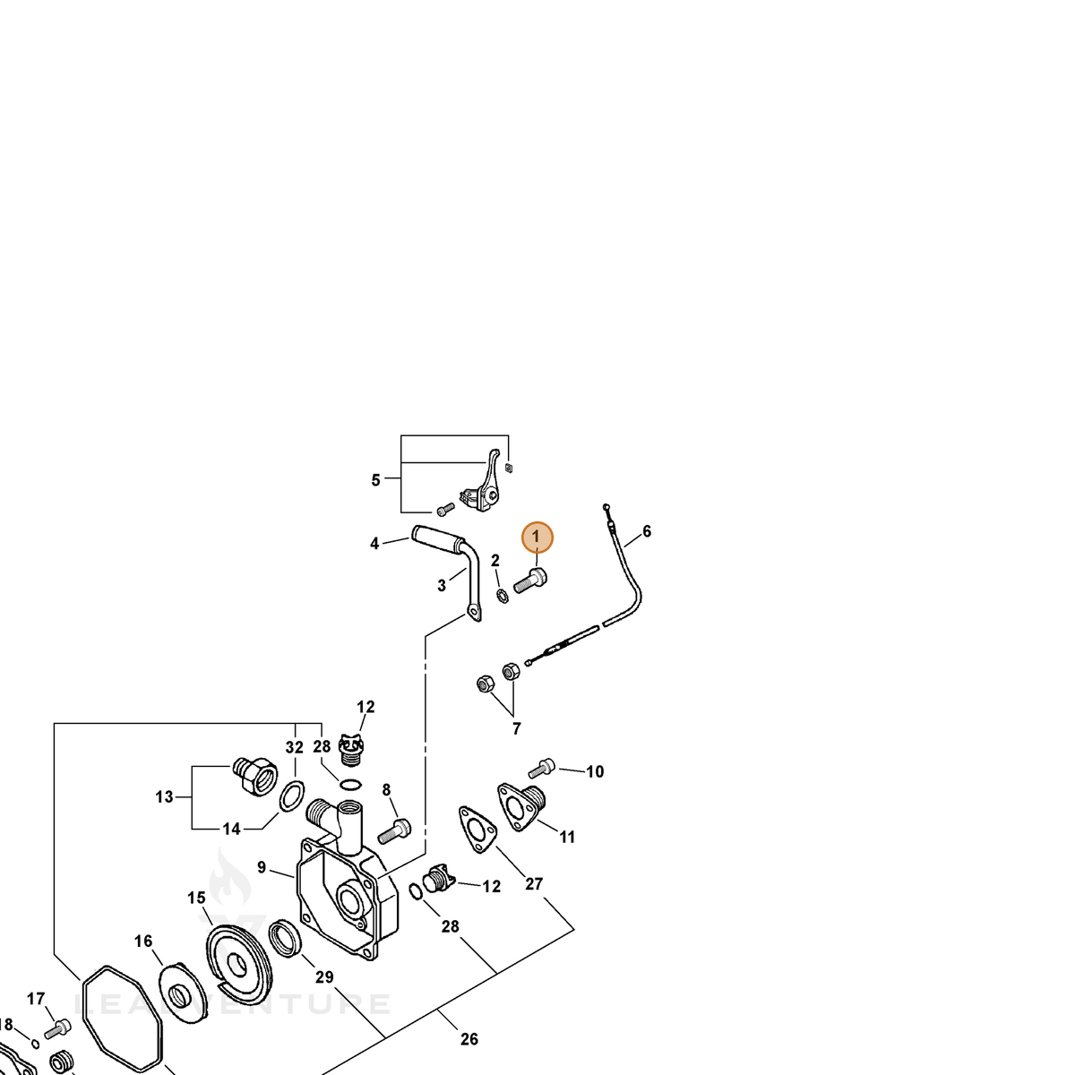 ECHO part 90015508035 — IPL diagram snippet (6x zoom, amber highlight)