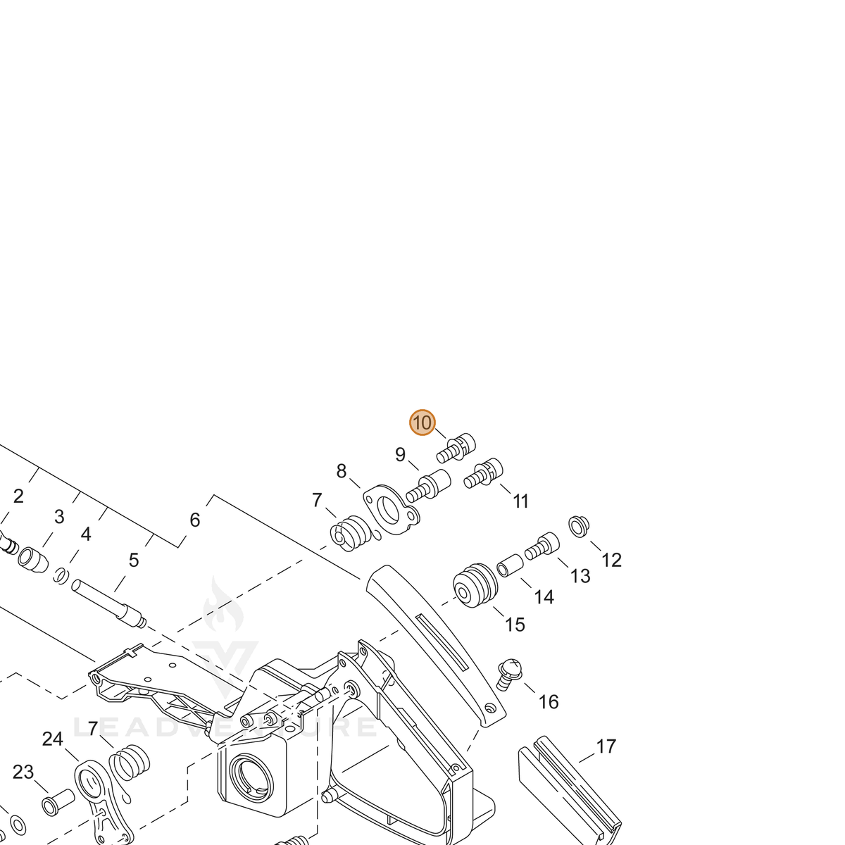 ECHO part 90016204008 — IPL diagram snippet (6x zoom, amber highlight)