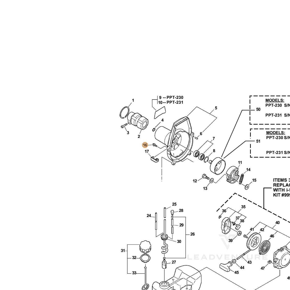 ECHO part 90016205018 — IPL diagram snippet (6x zoom, amber highlight)
