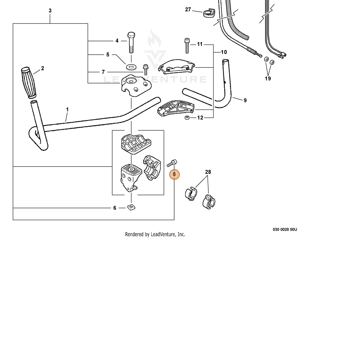 ECHO part 90016205030 — IPL diagram snippet (6x zoom, amber highlight)