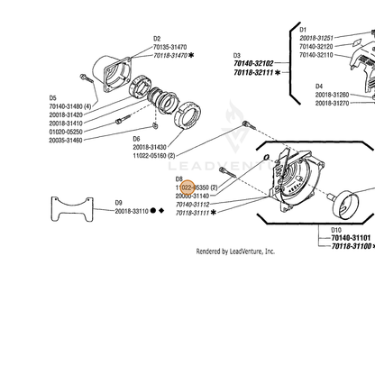 ECHO part 90016205035 — IPL diagram snippet (6x zoom, amber highlight)