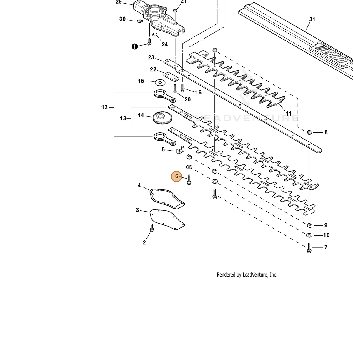 ECHO part 90016205040 — IPL diagram snippet (6x zoom, amber highlight)
